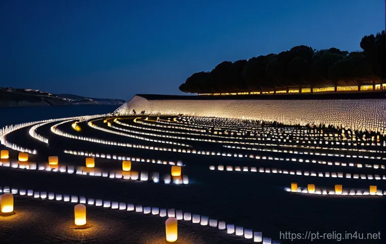 기독교 성지와 순례지 - **Prompt:** A serene, wide-angle shot of the F&aacute;tima Sanctuary esplanade in Portugal during early eve...